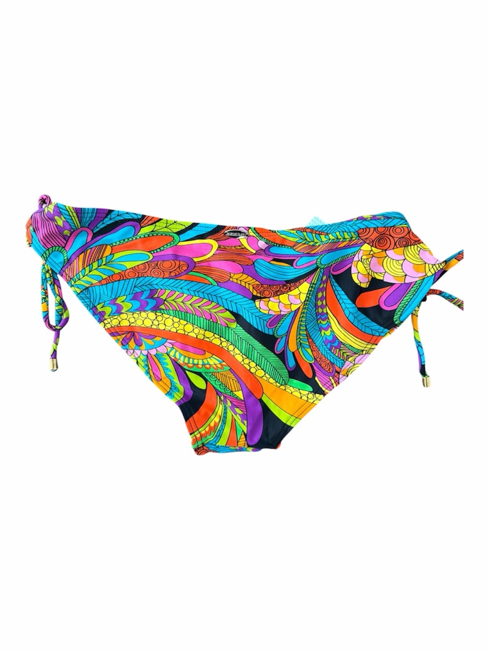 Vtg  Dead Stock Bikini Bay Funky Feathers Psychedelic Print Bikini Bottom Sz 12 - Picture 3 of 5